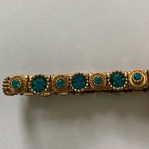 Womens Gold and Turquoise Stretchy Bracelet